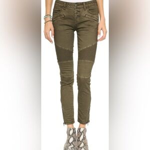 FREE PEOPLE Women's Green Steamed Moto Skinny Jeans Size 28